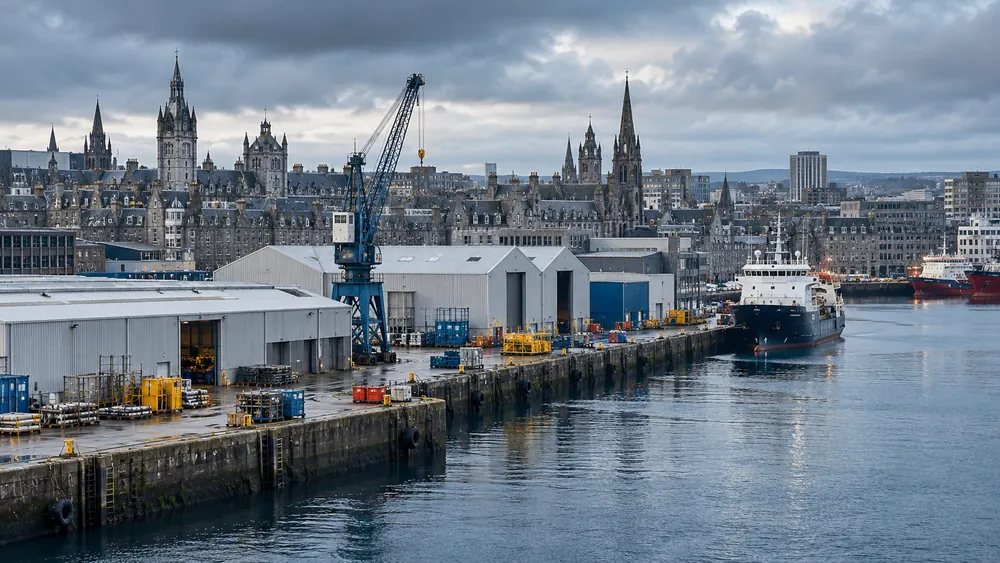 Commercial quayside and granite architecture at Aberdeen harbour